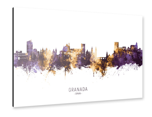 Alu-Dibond "Granada Spain Skyline PurpleGold" 30x20 cm artboxONE