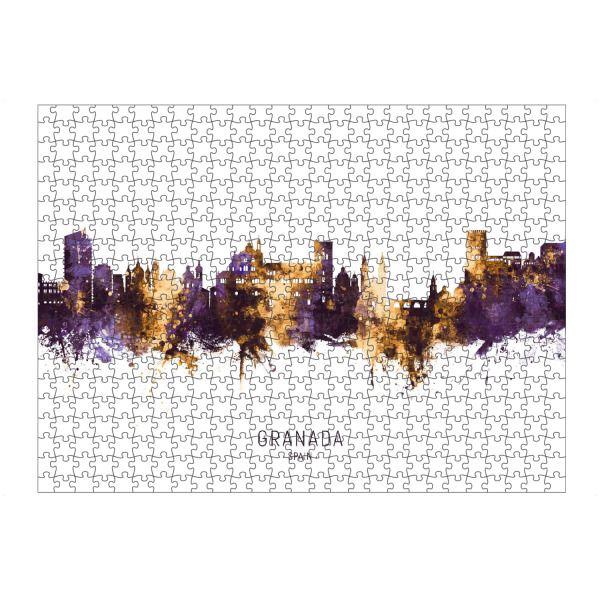 Puzzle Ravensburger "Granada Spain Skyline PurpleGold" artboxONE - Städte