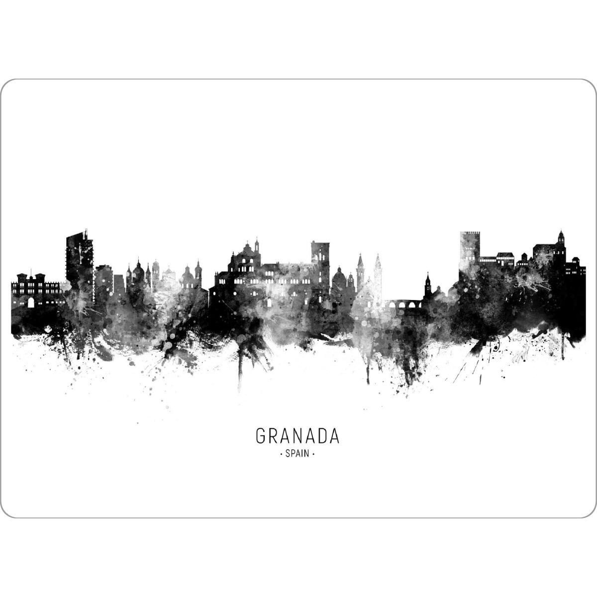 Tischset "Granada Spain Skyline BW Text" artboxONE - Städte,Schwarzweiß