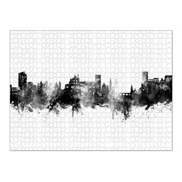 Puzzle Ravensburger "Granada Spain Skyline Black" artboxONE - Städte,Schwarzweiß