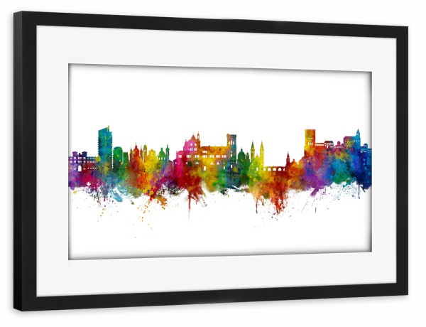 Poster mit Rahmen schwarz "Granada Spain Skyline" artboxONE - Städte