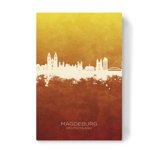 Leinwandbild "Magdeburg Skyline RedYellow" artboxONE - Städte