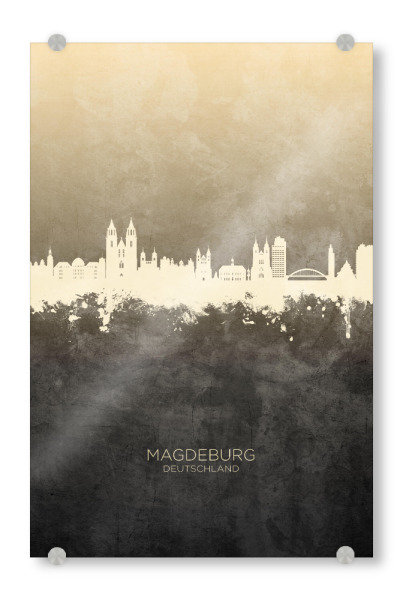 Acrylglasbild "Magdeburg Germany Skyline Taupe" artboxONE - Städte