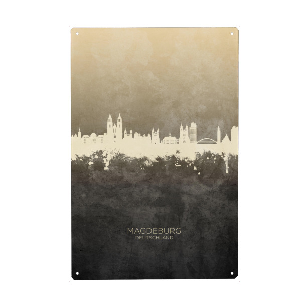 Holzbild "Magdeburg Germany Skyline Taupe" artboxONE - Städte