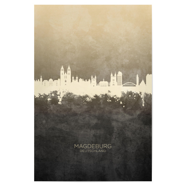 Poster 30x20 cm "Magdeburg Germany Skyline Taupe" artboxONE - Städte