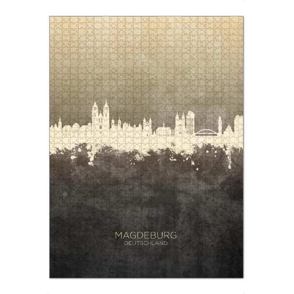 Puzzle Ravensburger "Magdeburg Germany Skyline Taupe" artboxONE - Städte