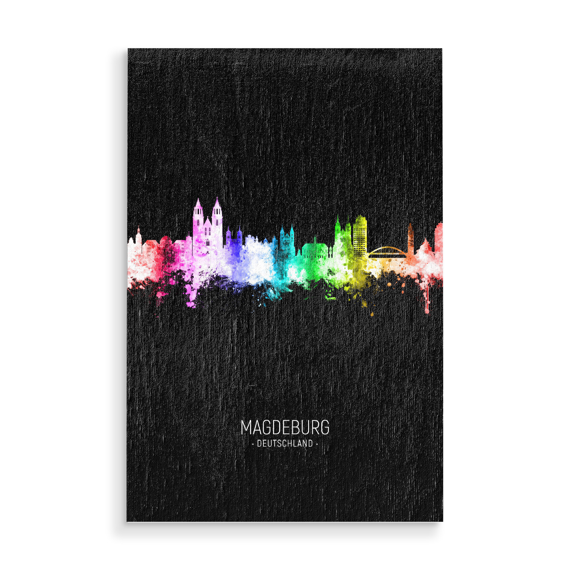 Holzbild "Magdeburg Skyline Colour Black" artboxONE - Städte