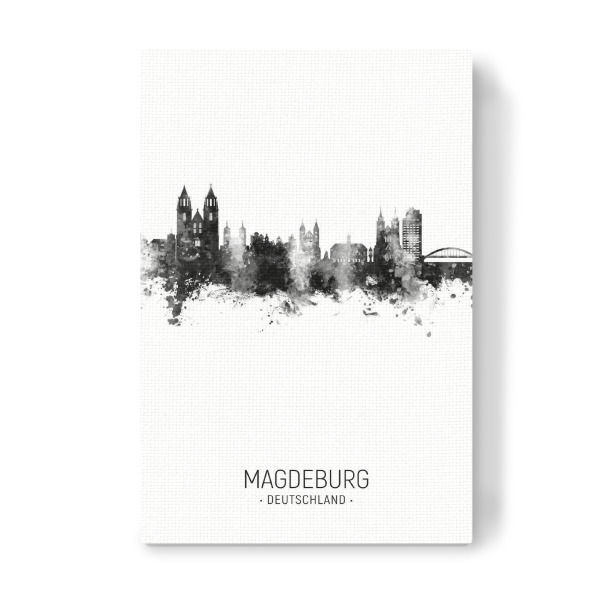 Leinwandbild "Magdeburg Germany Skyline BW" artboxONE - Städte,Schwarzweiß