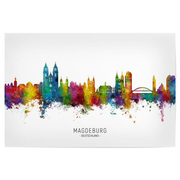 Poster 30x20 cm "Magdeburg Germany Skyline txt" artboxONE - Städte