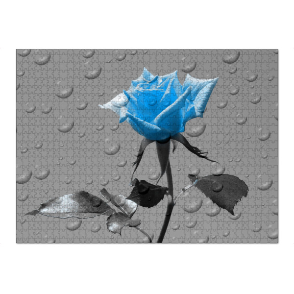 Puzzle Ravensburger "Rosen Tropfen blau ck" artboxONE - Floral,Abstrakt,Schwarzweiß,Liebe