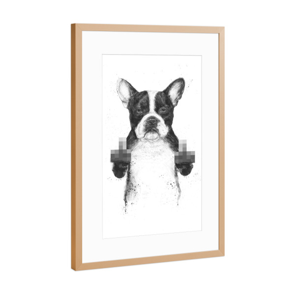 Poster mit Rahmen Kupfer "Censored dog" artboxONE - Tiere,Schwarzweiß,Streetart,Lustig