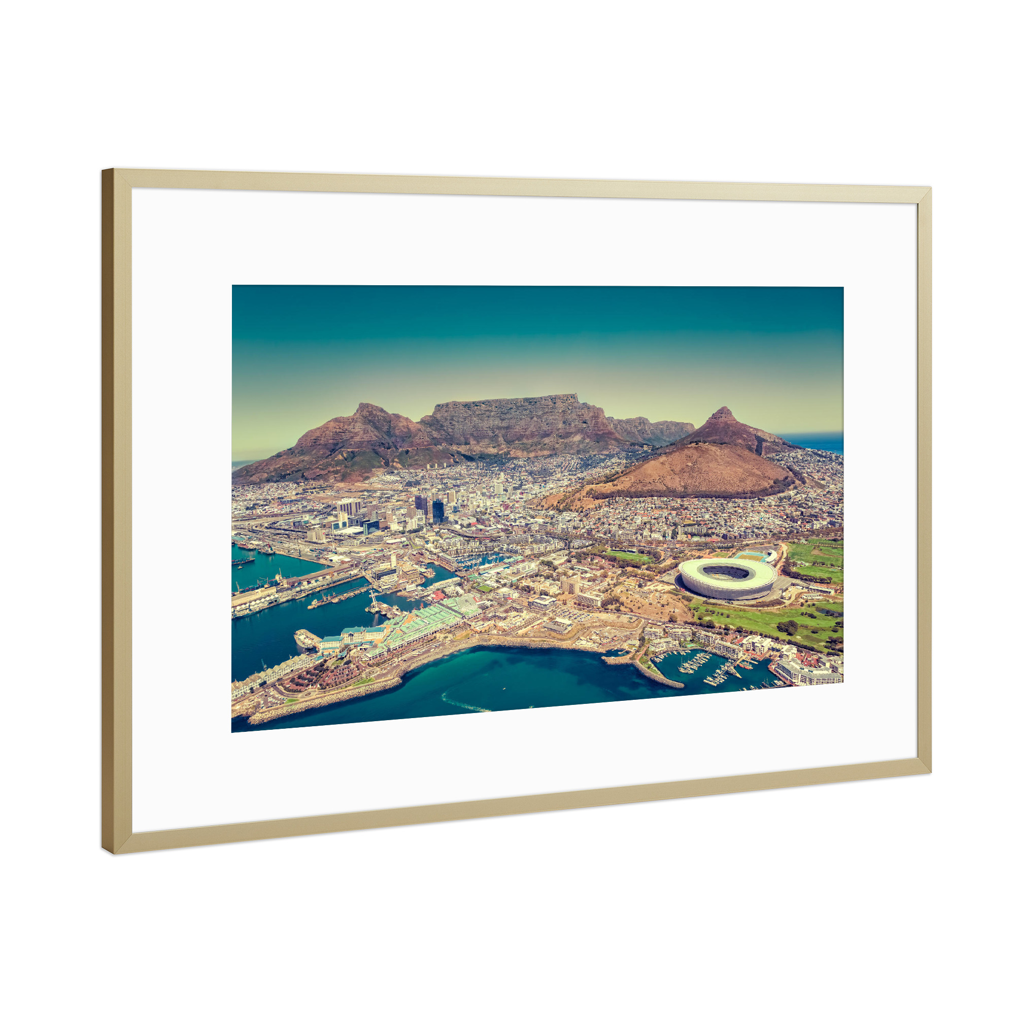Poster mit Rahmen Gold "Kapstadt - Südafrika" artboxONE - Städte,Reise / Afrika
