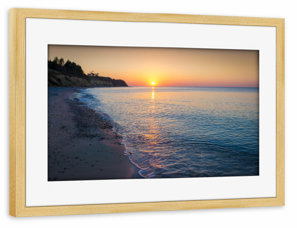 Poster mit Rahmen kiefer "Sonnenuntergang an der Küste" artboxONE - Natur,Reise / Strand und Meer