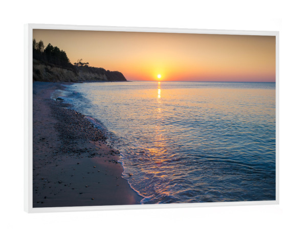 Poster mit weißem Rahmen "Sonnenuntergang an der Küste" artboxONE - Natur,Reise / Strand und Meer