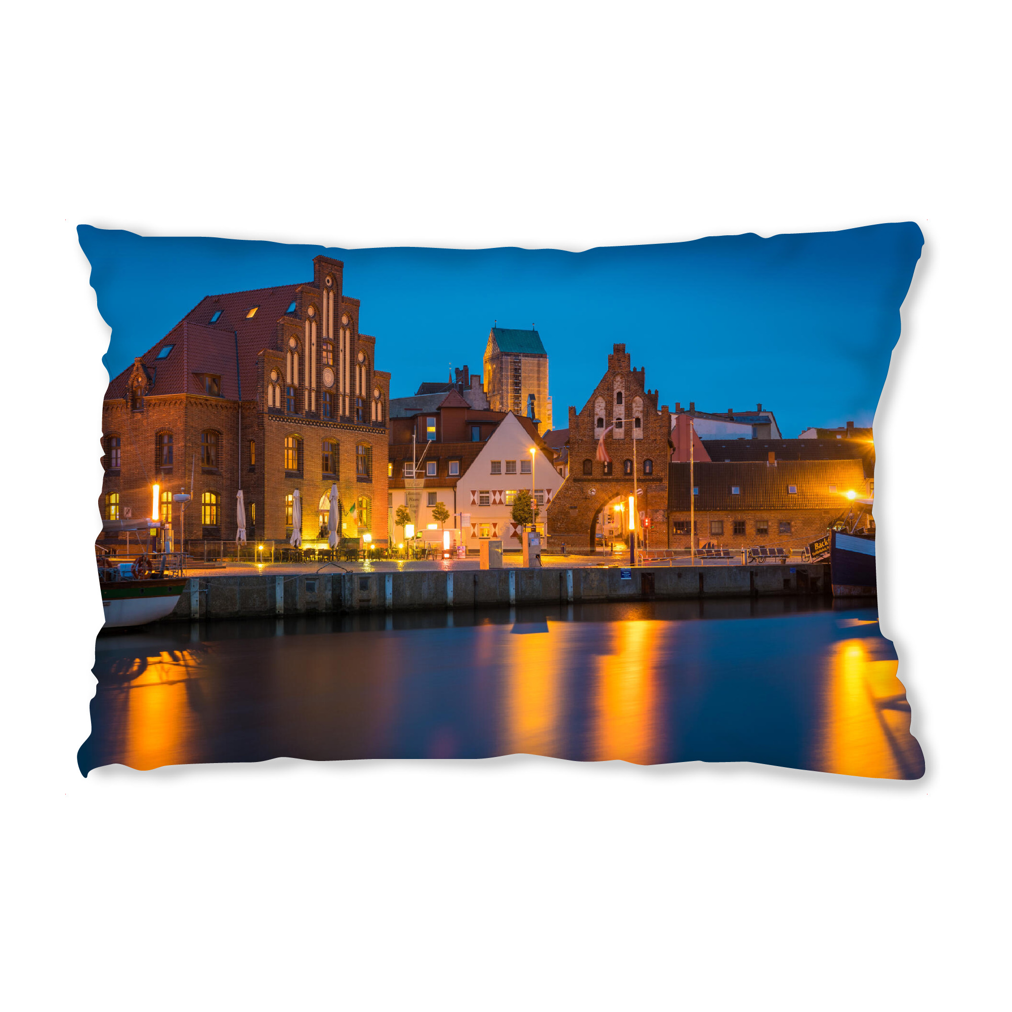 Design-Kissen "Blaue Stunde in Wismar" artboxONE - Städte,Architektur