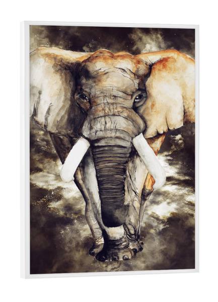 Poster mit weißem Rahmen "Wandering Elephant (matart)" artboxONE - Natur,Tiere