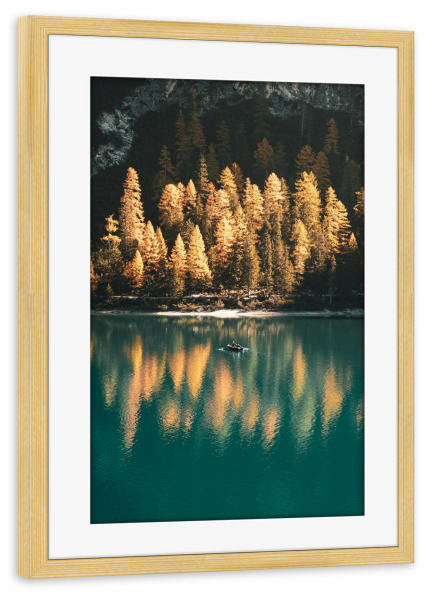 Poster mit Rahmen kiefer "Ruderboot im See" artboxONE - Natur