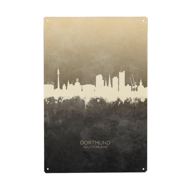 Holzbild "Dortmund Germany Skyline Taupe" artboxONE - Städte - Dortmund,Deutschland,Skyline,Cityscape,Stadtbild,Watercolor,Painting,Germany,City,Stadt