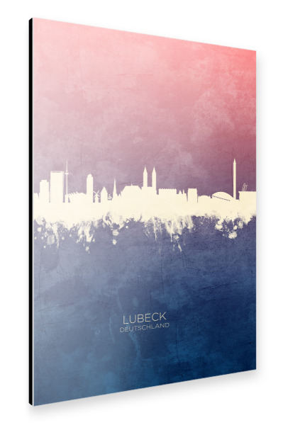 Alu-Dibond "Lubeck Germany Skyline BlueRose" 30x20 cm artboxONE