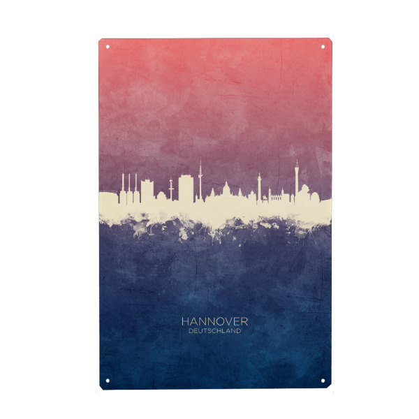 Holzbild "Hannover Germany Skyline BlueRose" artboxONE - Städte