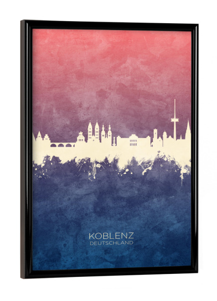 Poster mit schwarzem Rahmen "Koblenz Germany Skyline BlueRose" artboxONE - Städte