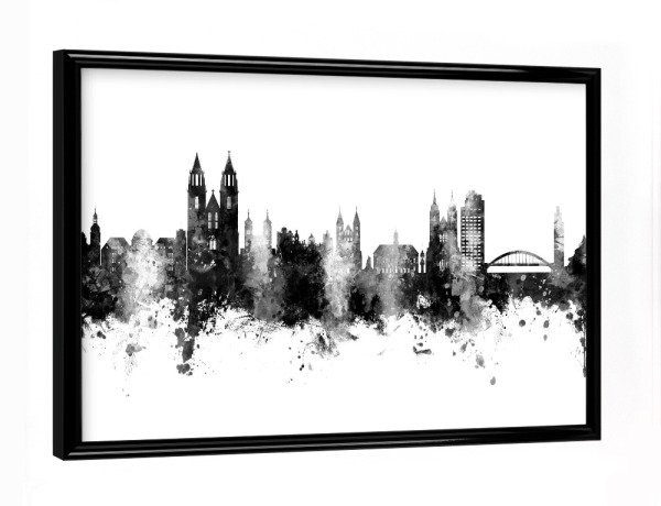 Poster mit schwarzem Rahmen "Magdeburg Germany Skyline Black" artboxONE - Städte,Schwarzweiß
