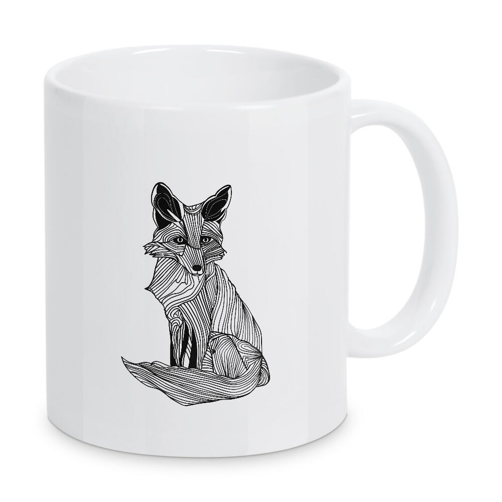 Tasse "Linienkunstfuchs" artboxONE - Tiere,Schwarzweiß - Fuchs,Linien,Strichzeichnungen,Tier,Tiere,Grafik,Schwarz und weiß,Lineart,Schwarzweiß