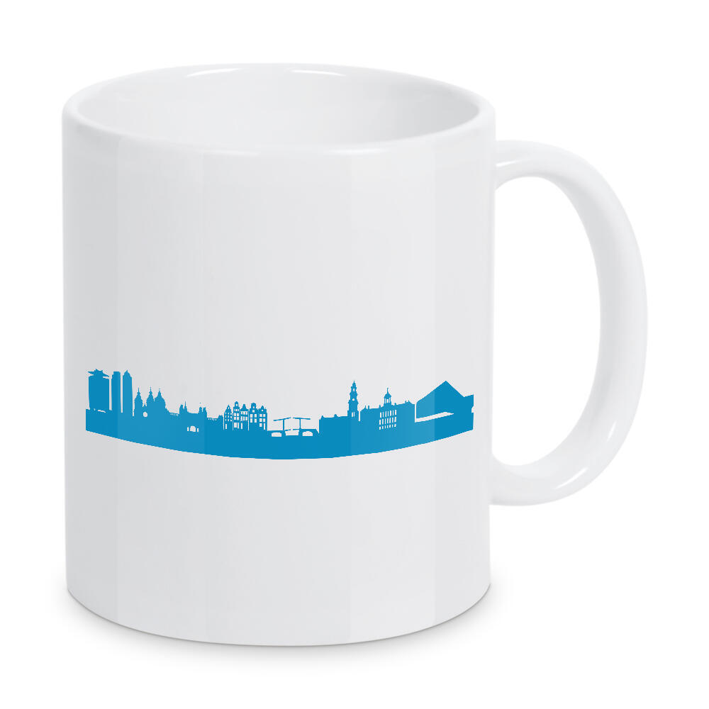 Tasse "Amsterdam 05 Skyline Teal Print monochrome" artboxONE - Städte,Reise,Abstrakt,Architektur,Liebe,Weihnachten,Städte / Amsterdam
