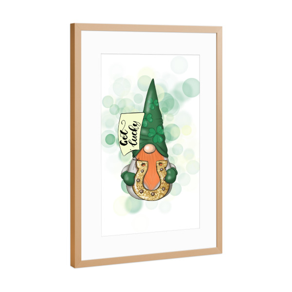 Poster mit Rahmen Kupfer "Get Lucky Gnome St.Patricks Day" artboxONE - Comic,Festivals,Lustig