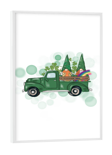 Poster mit weißem Rahmen "Green Truck Spring Design" artboxONE - Für Kinder,Comic,Automobile,Festivals,Lustig