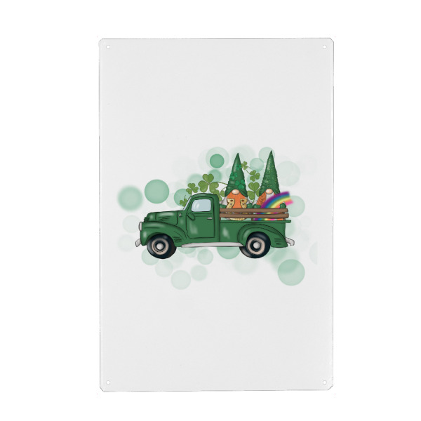 Metall Poster "Green Truck Spring Design" artboxONE - Für Kinder,Comic,Automobile,Festivals,Lustig