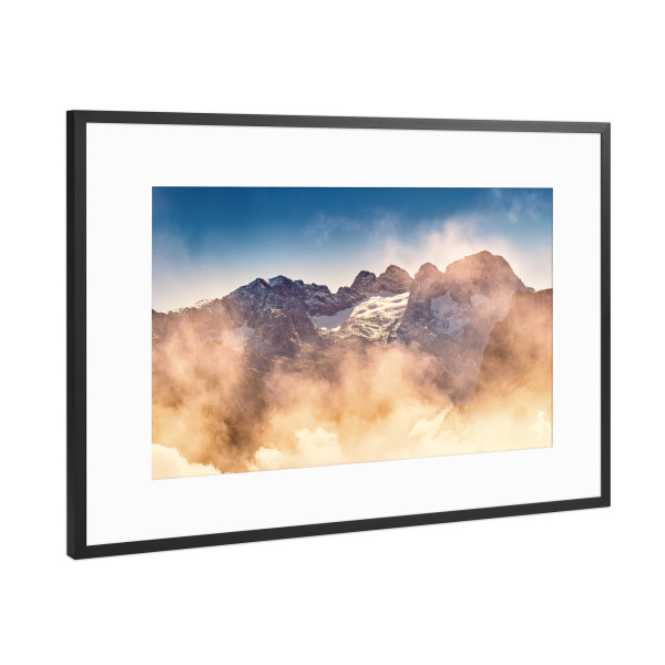 Poster mit Rahmen Schwarz (Metallic) "Wolken um den Dachstein" artboxONE - Natur,Reise