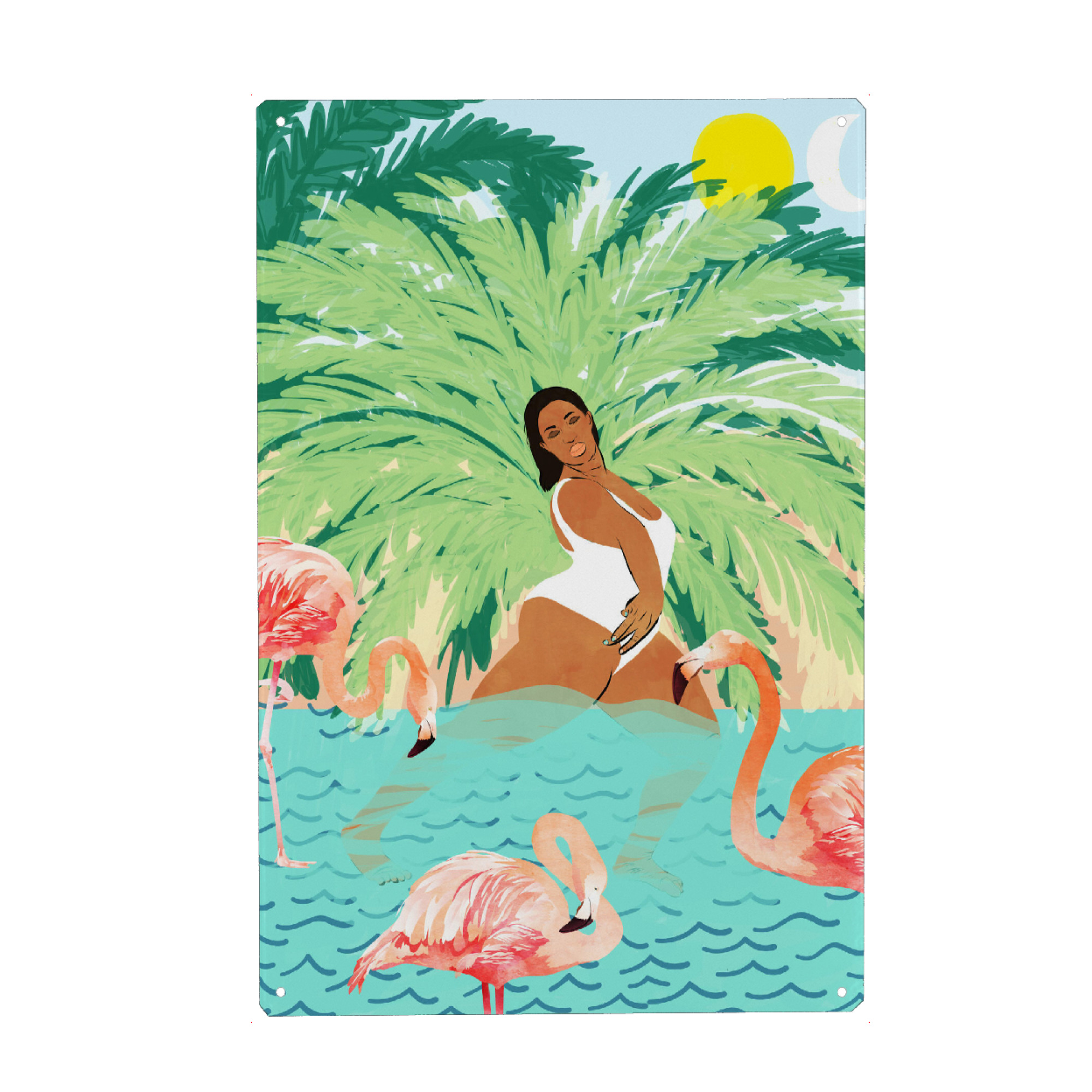 Metall Poster "Tropical Summer Water Yoga" artboxONE - Tiere,Menschen