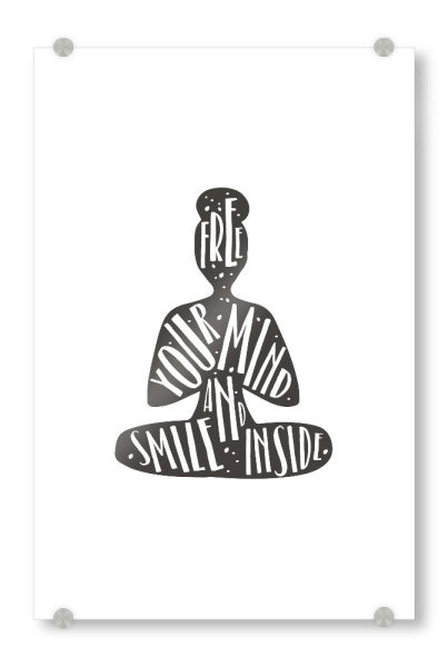 Acrylglasbild "Free your mind" artboxONE - Typografie,Menschen,Schwarzweiß,Liebe