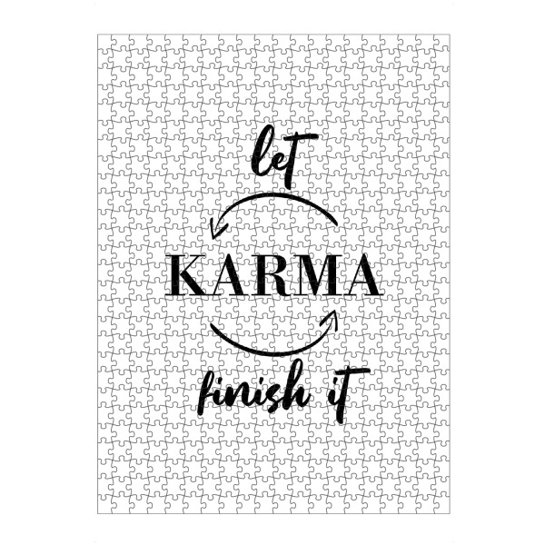 Puzzle Ravensburger "Let karma finish it" artboxONE - Typografie,Schwarzweiß,Lustig