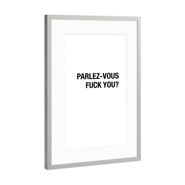 Poster mit Rahmen Silber "Parlez-vous" artboxONE - Tiere,Schwarzweiß,Lustig