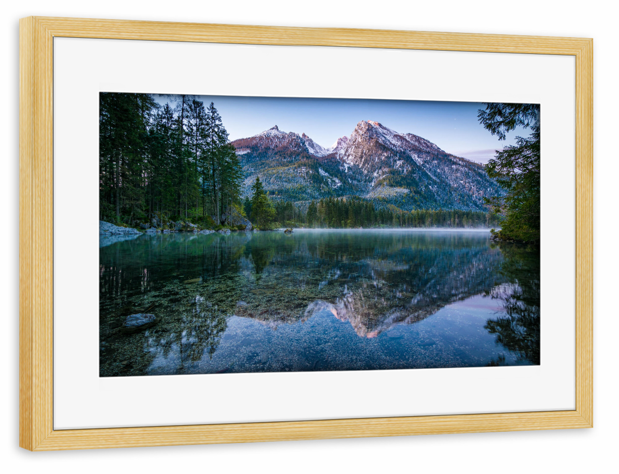 Poster mit Rahmen kiefer "Hintersee Spiegelbild" artboxONE - Natur