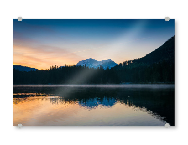 Acrylglasbild "Morgen am Hintersee" artboxONE - Natur - Ramsau,Alpen,Bayern,Deutschland,Landscape,Mountains,Water,Sunrise,Landschaft,Nature,Natur