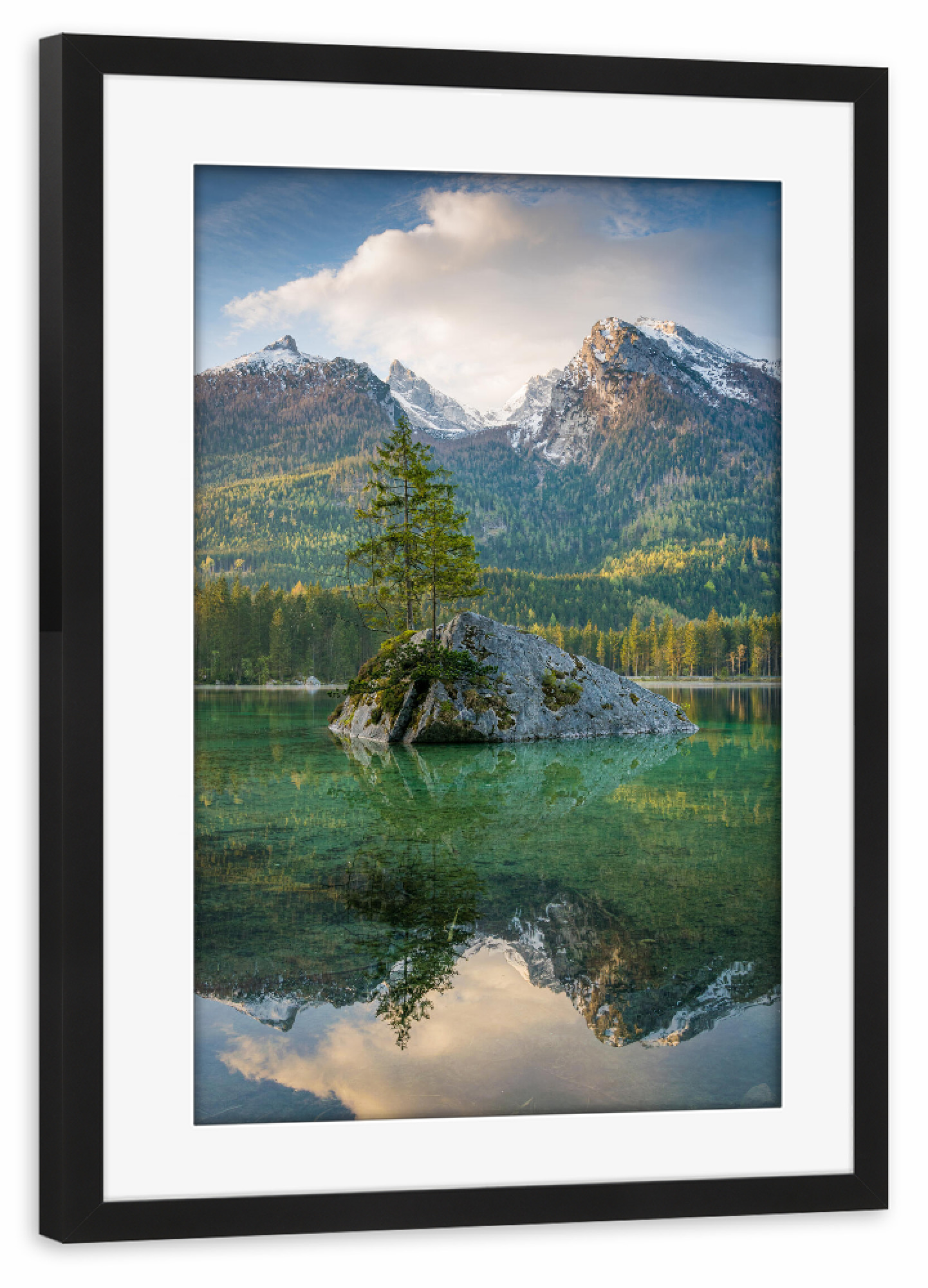 Poster mit Rahmen schwarz "Hintersee im Frühjahr" artboxONE - Natur