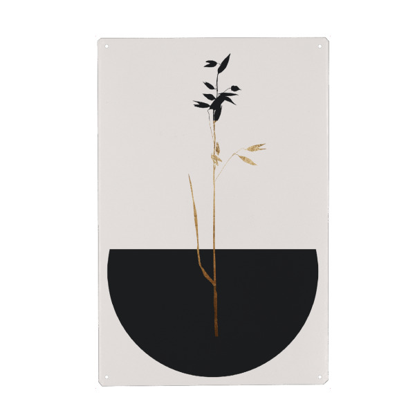 Metall Poster "Planta Negra" artboxONE - Abstrakt - Abstract,Minimal,Silhouette,Scandinavian,Abstrakt,Floral,Nature,Natur,Plant,Pflanze - Blechschild