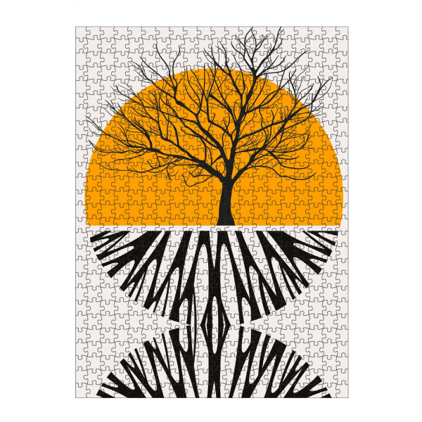 artboxONE Puzzle "Warm Roots" artboxONE - Natur,Abstrakt - Tree,Sunset,Abstract,Minimal,Yellow,Baum,Sonnenuntergang,Abstrakt,Nature,Natur