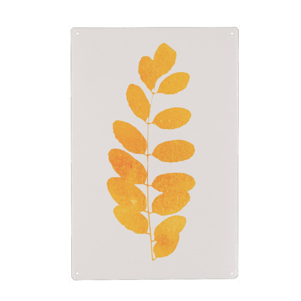 Metall Poster "Leaf Print Of An Oak" artboxONE - Natur,Floral,Abstrakt - Oak,Leaf,Abstract,Minimal,Watercolor,Blatt,Closeup,Abstrakt,Nature,Natur