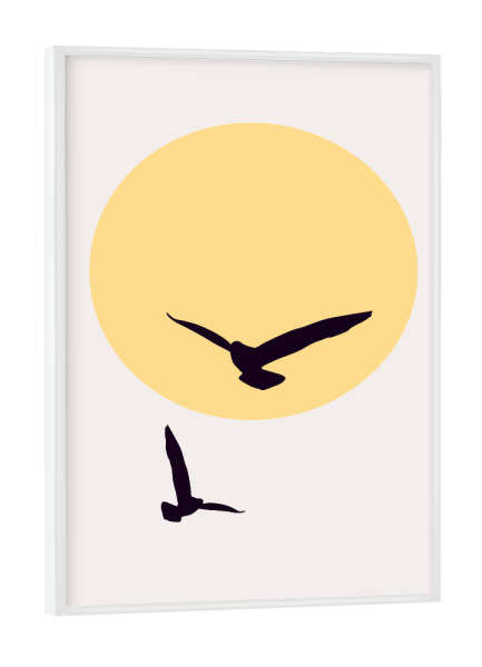 Poster mit weißem Rahmen "Two Birds In The Sky" artboxONE - Natur,Tiere,Abstrakt