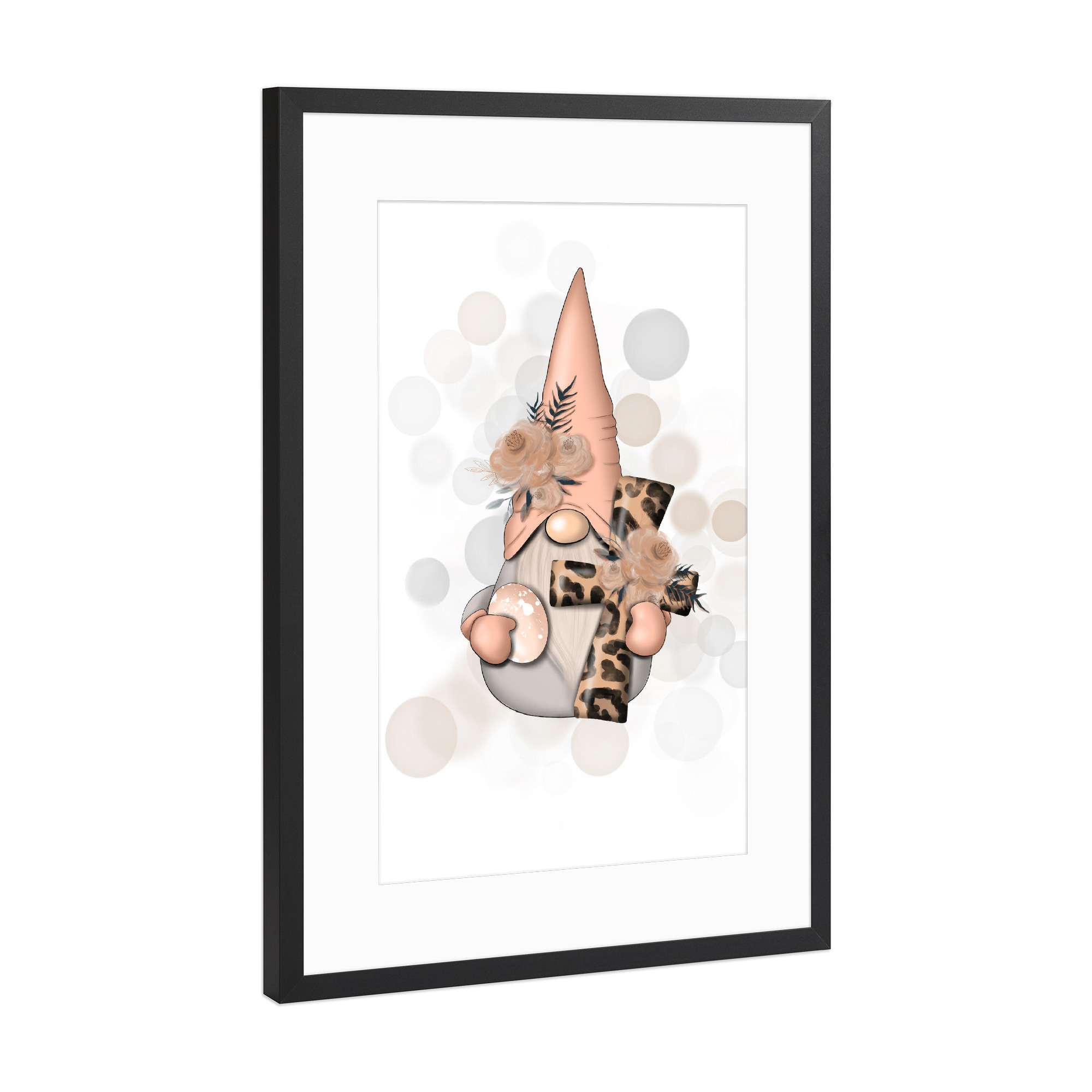 Poster mit Rahmen Schwarz (Metallic) "Gnome With Cross" artboxONE - Floral,Festivals,Lustig