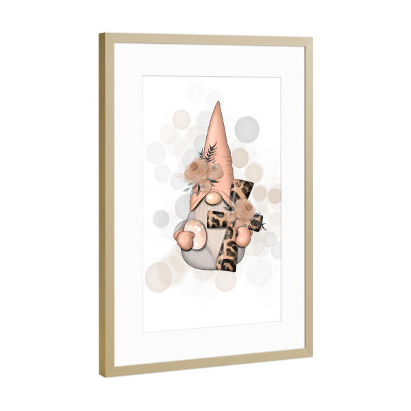 Poster mit Rahmen Gold "Gnome With Cross" artboxONE - Floral,Festivals,Lustig