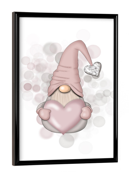 Poster mit schwarzem Rahmen "Gnome With Heart" artboxONE - Für Kinder,Liebe,Für Mama,Festivals,Lustig