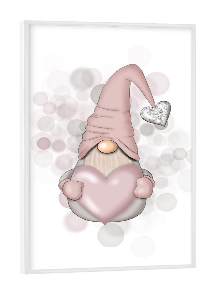Poster mit weißem Rahmen "Gnome With Heart" artboxONE - Für Kinder,Liebe,Für Mama,Festivals,Lustig