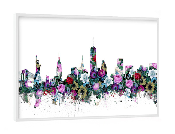 Poster mit weißem Rahmen "New york city floral" artboxONE - Städte,Städte / New York,Architektur