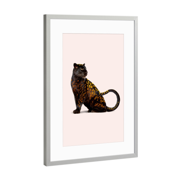 Poster mit Rahmen Silber "GOLDEN PANTHER" artboxONE - Für Kinder,Tiere,Lustig
