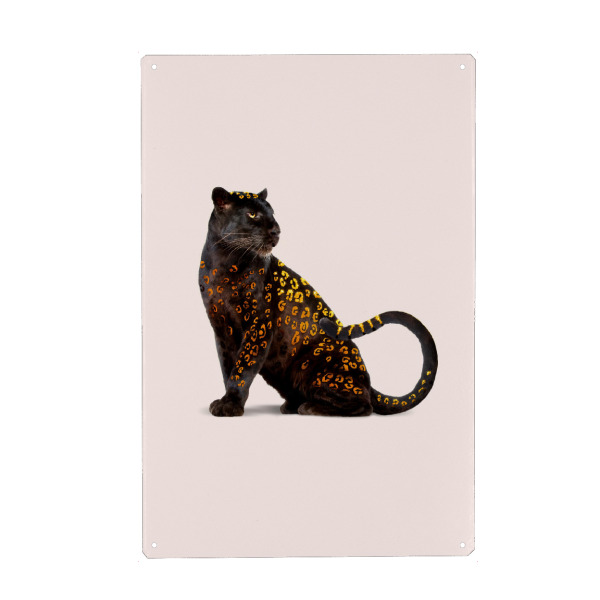 Holzbild "GOLDEN PANTHER" artboxONE - Für Kinder,Tiere,Lustig